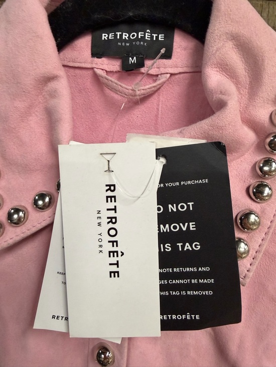 Retrofete Palmira Suede Shirt Studded Pink Button-Up jacket FWRD $898 NWT M - Picture 7 of 14